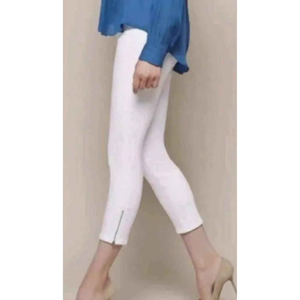 L'Agence Emmanuelle Mid Rise Skinny Zip Ankle Jeans Pants White Sz 30 Stretch